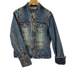 Tint Vintage Blue Cotton Denim Jacket Button-Up Utility Style 90s Y2K Size Small